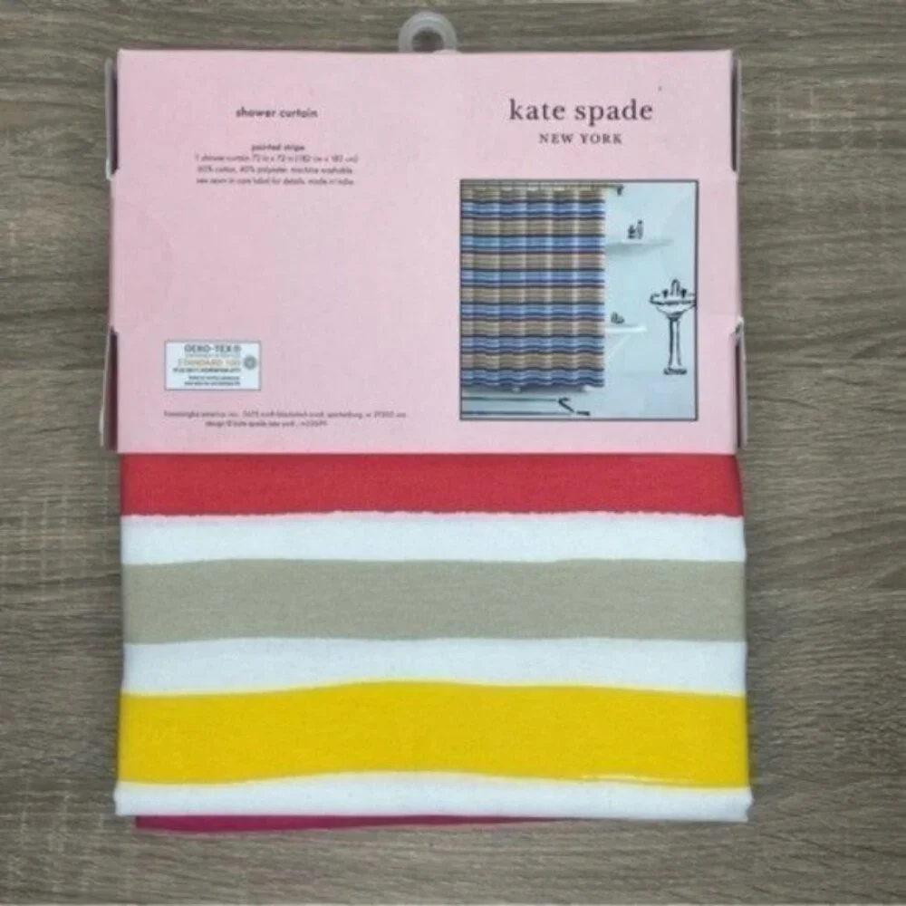 Kate Spade Painted Stripe Shower Curtain NEW